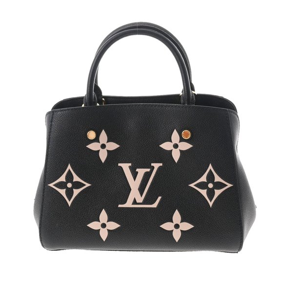 LOUIS VUITTON Handbags - LOUIS VUITTON Louis Vuitton Monogram Emplant Montaigne BB Noir Beige M45489 W...